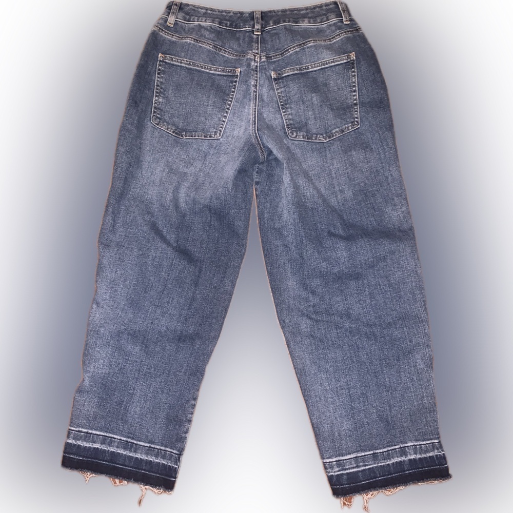Talbots Raw Edge Released Hem Frayed Straight High Waist Ventura Ankle Jeans 2 - Picture 7 of 11